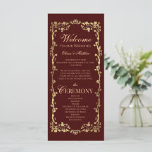 Burgund-Rosa-Ornament Elegante Programme Hochzeit