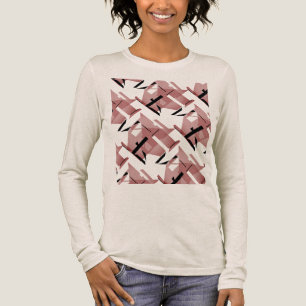 Burgund-Rosa-Schwarze-Formen-Große-Kacheln-Abstrak Tri-Blend Shirt