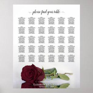 Burgund Rose 30 Tafelchic Hochzeitstabelle Poster