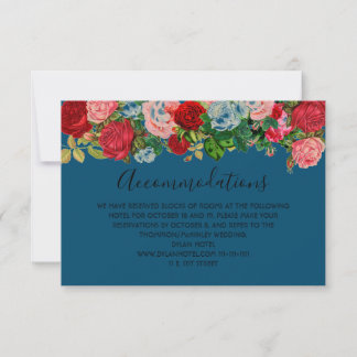 Burgund Rose Blumengarland Blume Blue Wedding RSVP Karte