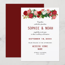 Burgund Rose Blumengarten Blume Hochzeit Einladung