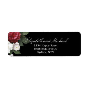 Burgund Rose Elegantes Hochzeitslabel