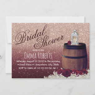 Burgund Rose Floral Wine Brautparty Einladung