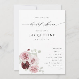 Burgund & Rosé Florale 6 Ele Brautparty-Einladung Einladung