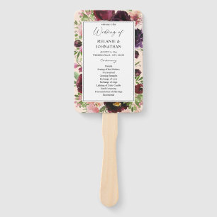 Burgund & Rosé Florales Hochzeitszeremonie-Program Fächer