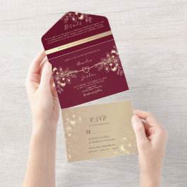 Burgund Rose Gold All-in-One-Einladung All In One Einladung