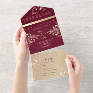 Burgund Rose Gold All-in-One-Einladung All In One Einladung