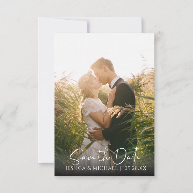 Burgund Rose Gold Aquarell Blume Blätter Foto Save The Date (Vorderseite)