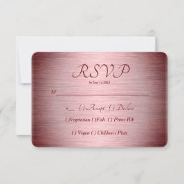 Burgund Rose Gold Brushed Metal RSVP Karte