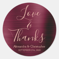 Burgund Rose Gold Foil Liebe & Danke