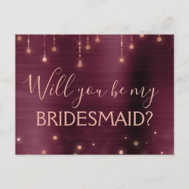 Burgund Rose Gold Sparkle Trauzeugin Einladungspostkarte