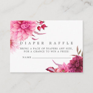 Burgund & Rosé-Herbst-Baby-Party-Windel-Raffle Begleitkarte