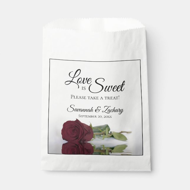 Burgund Rose Liebe ist Sweet Nehmen Sie eine Lecke Geschenktütchen (Vorderseite)