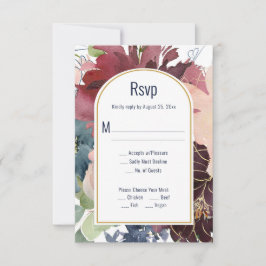Burgund, Rose, Navy Gold Arch UAWG RSVP Karte