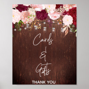 Burgund Rose Rosa Blumenmason Jar Cards Geschenke Poster