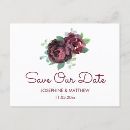 Burgund-Rose Save the Date Ankündigungspostkarte