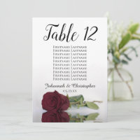 Burgund Rose Seating Chart Hochzeit Tischnummer