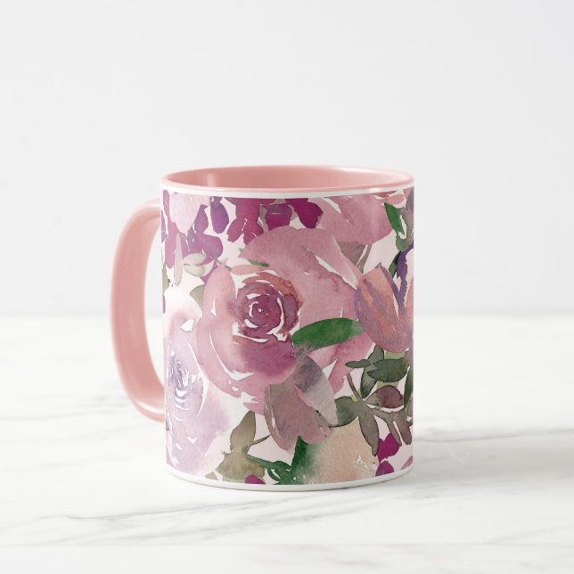 Burgund-Rose-Tasse Tasse (Vorderseite Links)