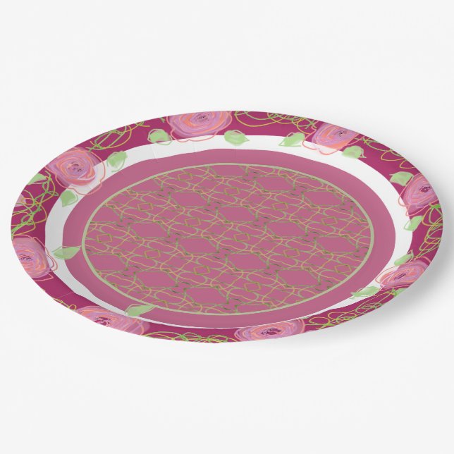 Burgund Rose und Teller des Grünbuchs (Schrägansicht)