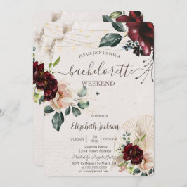 Burgund-Rose, Weinglas, Junggeselinnen-Abschied Einladung