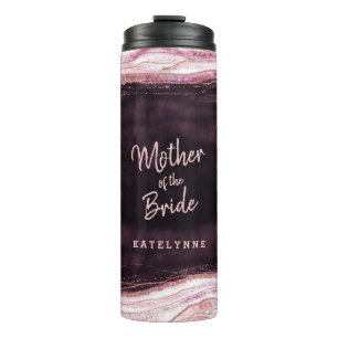 Burgund & Roségold Geode Mutter der Braut Thermosbecher