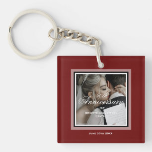 Burgund Rot Custom 50. Jubiläumspaar Foto Schlüsselanhänger