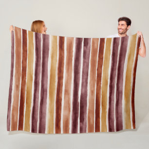 Burgund Rot Orange Pfirsich Rot Streifen Fleecedecke