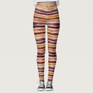 Burgund Rot Pfirsich Orange Rot Streifen Leggings