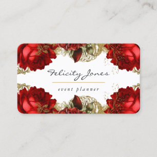 Burgund Rot und Gold Vintage Blüte Visitenkarte