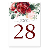 Burgund Rot und Rosa Hochzeitskarten für Tischnumm
