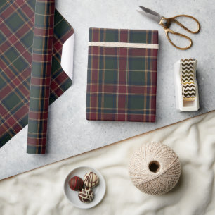 Burgund-Rot Waldgrün Navy Heritage Tartan Geschenkpapier