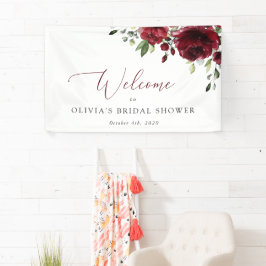 Burgund Rote Blume, Boho, Brautparty Willkommen Banner