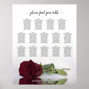 Burgund Rote Rose 14 Tabelle Hochzeitstabelle Poster