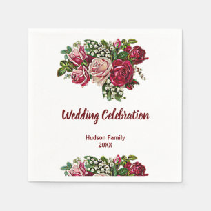 Burgund Rote Rustikale Rose Blumenlandhochzeit Serviette
