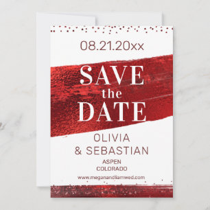 Burgund Roter Glitzer Elegantes Foto Moderne Hochz Save The Date
