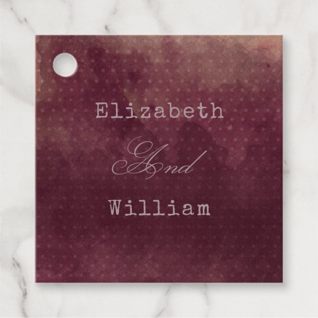 Burgund Roter Wein Wasserfall Herbsthochzeit Geschenkanhänger (Vorderseite)