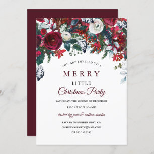 Burgund Rotes Weiß Blauer Weihnachtsfest Party Einladung