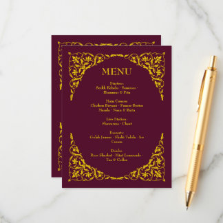 Burgund Royale Tiefburgunder Hochzeitsmenü Begleitkarte