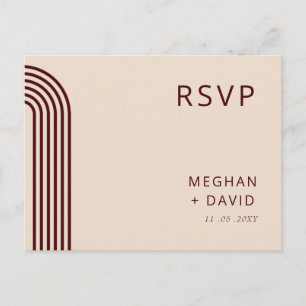 Burgund Rustic Boho Arched Modern Wedding RSVP Einladungspostkarte