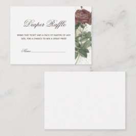 Burgund Rustikale Blüte Moderne Windeln Raffle Bab Begleitkarte