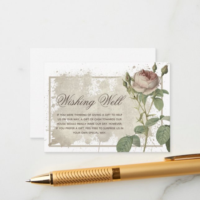 Burgund Rustikale Flora Moderne Wunschhochzeit Begleitkarte (Vorderseite/Rückseite Beispiel)