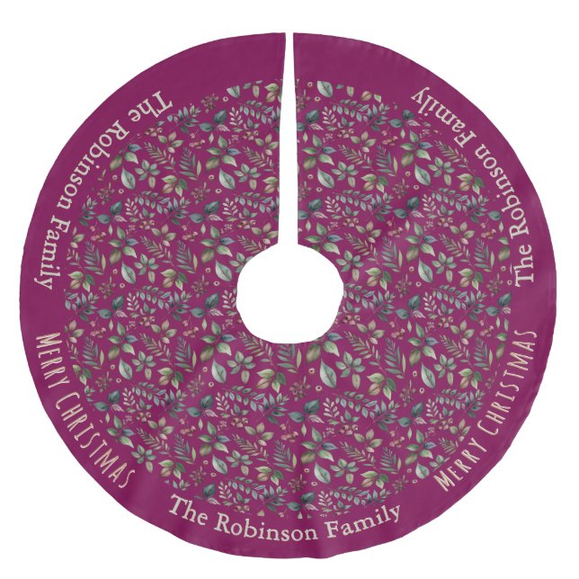 Burgund Rustikaler Bauernhof Weihnachten Polyester Weihnachtsbaumdecke (Vorderseite)