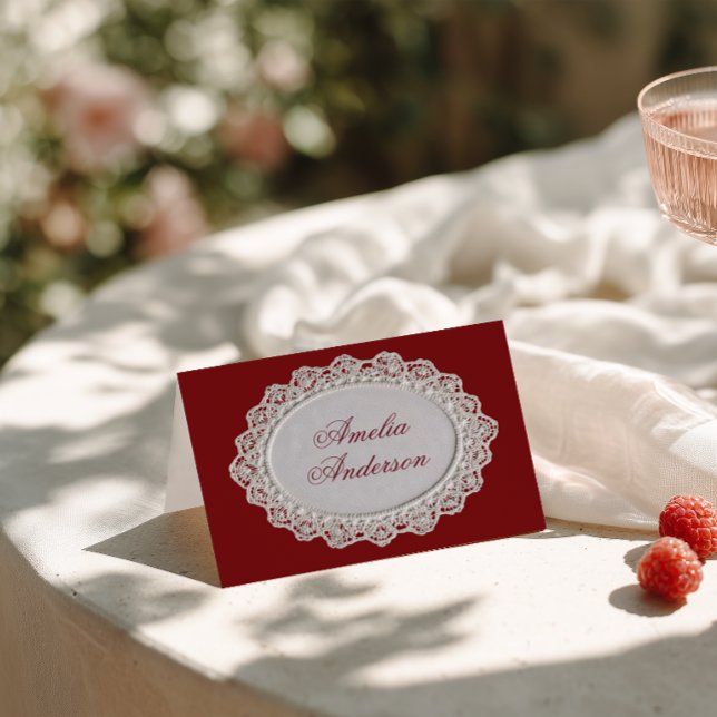 Burgund-Schmuckdeckchen-Hochzeitsplatzkarten im St Tischnummer (Von Creator hochgeladen)