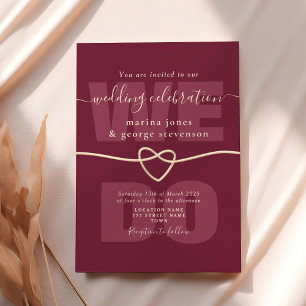 Burgund Schrift Hochzeitsempfang Einladung