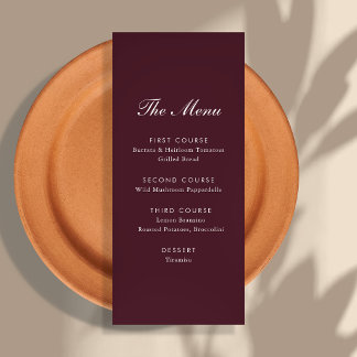 Burgund Schrift Toskana Villa Hochzeit Menükarte