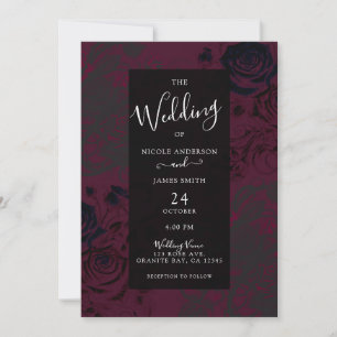 Burgund & Schwarz Dark Garden Gothic Glam Hochzeit Einladung