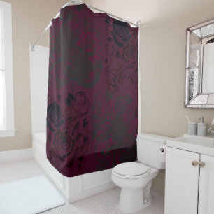 Burgund & Schwarz Dark Garden Gothic Glamour Duschvorhang