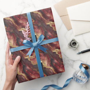 Burgund, Schwarz & Gold-Marmor Geschenkpapier