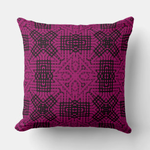Burgund, Schwarz und Bordeaux, geometrisch, Spitze Kissen