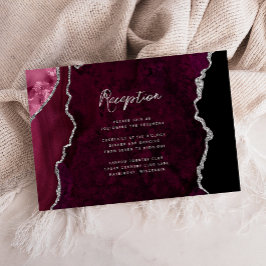 Burgund Silber Achat Schrift Hochzeitsempfang Begleitkarte